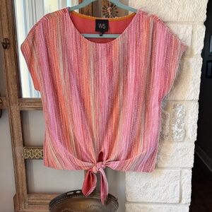 W5 Women's Multicolor Striped Blouse with Tie-Front